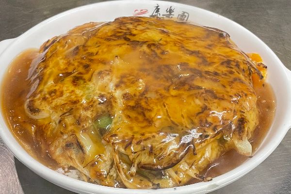 Pork Egg Foo Yung on Rice